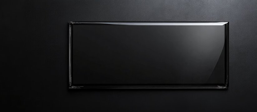 Elegant black glass plaque with shiny silver border contrasted against a dark textured background, featuring ample copyspace for personalized text.