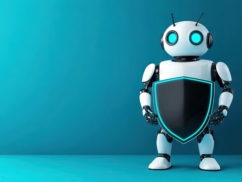 Robot guardian futuristic setting digital art technology close-up view security concept for modern innovation