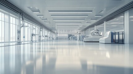 Obraz premium Modern Industrial Warehouse with Advanced Robotic Machinery