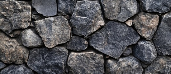 Obraz premium Textured Dark Gray Stone Wall Background Ideal for Design Projects and Copyspace Usage with Rugged Rock Patterns