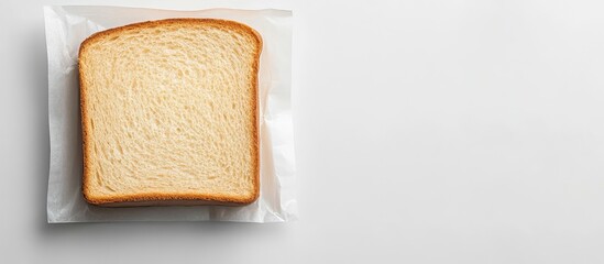 Square Packaging of Sliced Bread on White Background with Clear Area for Text or Branding, Captured from Above