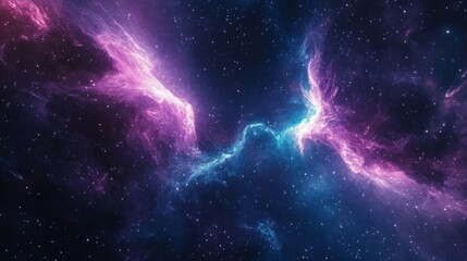 Vibrant cosmic nebula with stars in deep space showcasing galactic gas cloud