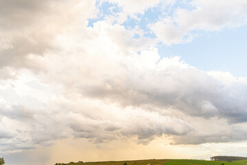 Rain clouds over the pampa biome landscape in southern Brazil