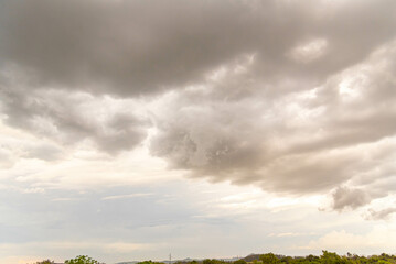 Rain clouds over the pampa biome landscape in southern Brazil