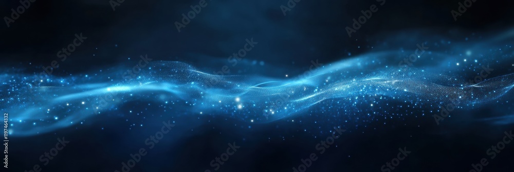 Leinwandbilder captivating blue cosmic wave with sparkles providing ideal space for text mock up. generative ai