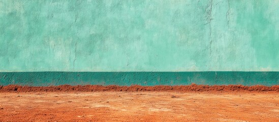 Baseball Field Featuring Red Infield Dirt and Green Grass Outfield Against Clear Blue Sky Background with Ample Copy Space