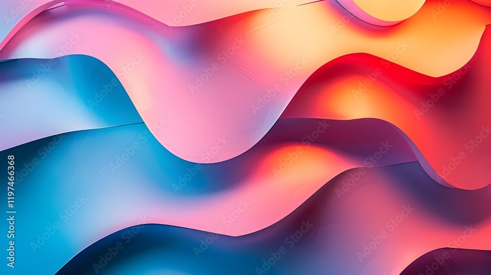Poster abstract colorful waves with smooth gradient and soft lighting