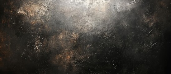 Fototapeta premium Textured black marble background featuring subtle wear marks, providing empty space for text, observed in a well-lit setting.