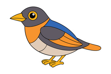 Cute Bird Kawaii Vector art in Illustration on White Background