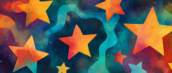 Vibrant star patterns create a playful and whimsical atmosphere for creative designs
