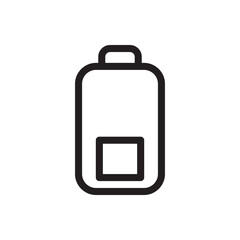  line Battery icon showing critically low power level, ideal for tech interfaces, apps, and device status indicators. Modern vector design emphasizing urgency.