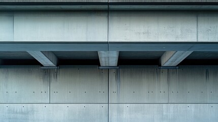 Concrete highway overpass structure with horizontal lines and textures featuring spacious copy space for text placement.