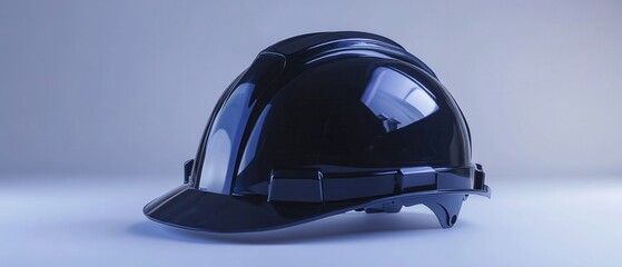 Obraz premium Sleek Black Safety Helmet Construction Worker Protection Headgear