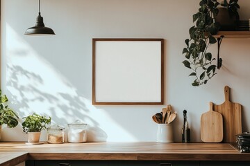 Bright and airy kitchen space with a blank canvas ready for inspiration and creativity at home during the afternoon light