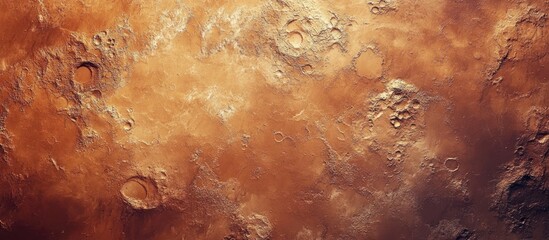 Mars surface detail showing craters and reddish terrain with visible geological features and textures. Copy Space available.