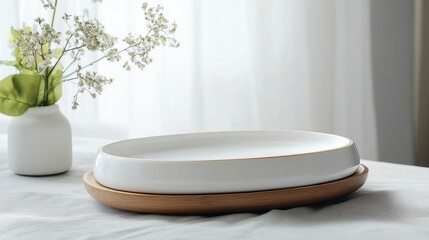 Elegant Serving Dish on Minimalist Table Setting