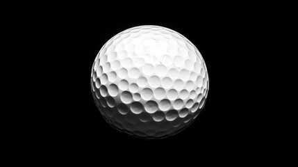 White golf ball on a black background showcasing detailed dimples with ample copy space for text placement.