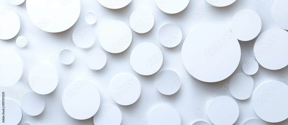 Aufkleber white circular shapes on a smooth surface with copy space for text placement in a minimalist design 