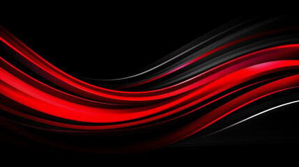 Dynamic abstract red and black wavy lines with glossy highlights and a futuristic design