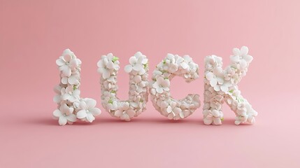 Floral Luck Word Art Pink Background Image