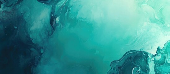 Acrylic abstract background in shades of teal and turquoise with fluid patterns and smooth textures Copy Space