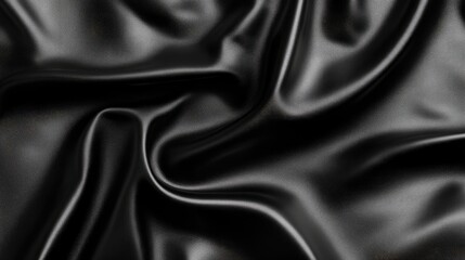 Fototapeta premium Black satin fabric texture with waves and folds suitable for backgrounds and design purposes Copy Space