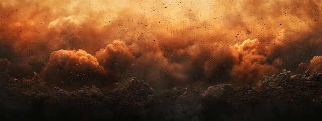 Dusty clouds of varying hues of orange and brown creating a textured background with Copy Space for text placement