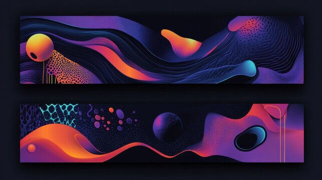 Set of abstract banners with different elements, eps 10