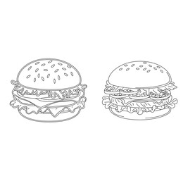 burger illustration, cartoon burger, cute burger drawing, 