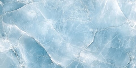 Obraz premium Light blue ice texture background with translucent layers and cracks offering Copy Space for design elements.