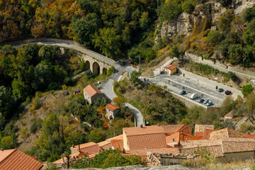 The picturesque village of Pietrapertosa on the scenic rocks of the of the Apennines Dolomiti Lucane, Basilicata, Italy