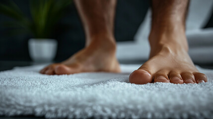 Men's pedicure. The concept of professional nail care. Close-up of the man pedicure's feet.