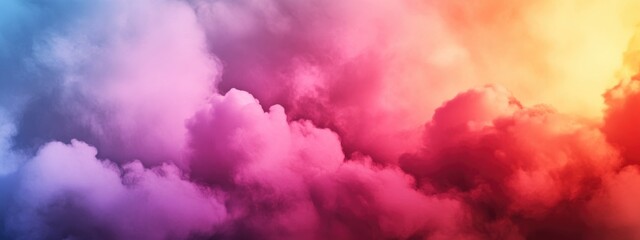 Colorful abstract smoke clouds with vibrant hues of pink, purple, orange, and blue ideal for backdrop with copy space.