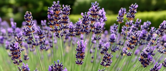 Fototapeta premium Vibrant Lavender Field Closeup Blooming Summer Flowers