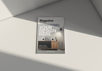 Magazine or book cover Mockup on table or floor