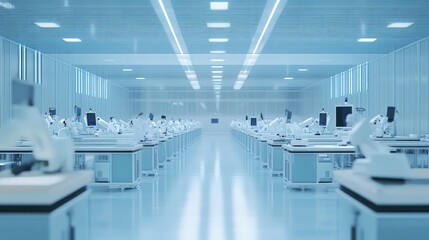 Modern Laboratory Interior with Scientific Equipment and Workstations