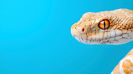 Naklejka premium Close-Up of a Snake Against a Blue Background