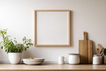 Charming kitchen corner exuding a minimalist aesthetic with natural elements and neutral tones