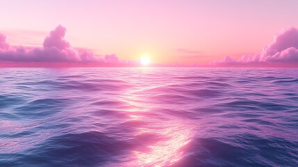 Fototapeta premium Pink Sunset Over Calm Ocean Waves