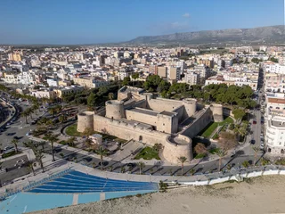 Fototapete Rund Aerial drone view of the fortress and coastal town of Manfredonia in Puglia, Italy. © robin