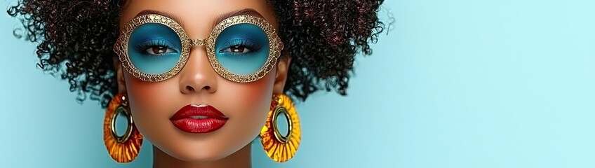 Fototapeta premium Stunning Brazilian Beauty in Gold Carnival Mask with Colorful Feathers, Radiant Smile & Festive Joy