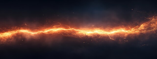 Abstract dynamic light streak on dark background with glowing orange and red elements suitable for modern design projects with copy space.