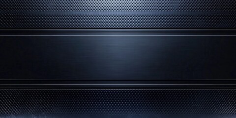 Dark metal texture with perforated pattern and brushed surface area featuring ample copy space for design elements.