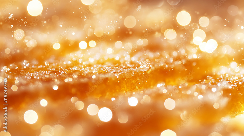 Aufkleber Macro view of sparkling golden bokeh with a warm and festive glow
