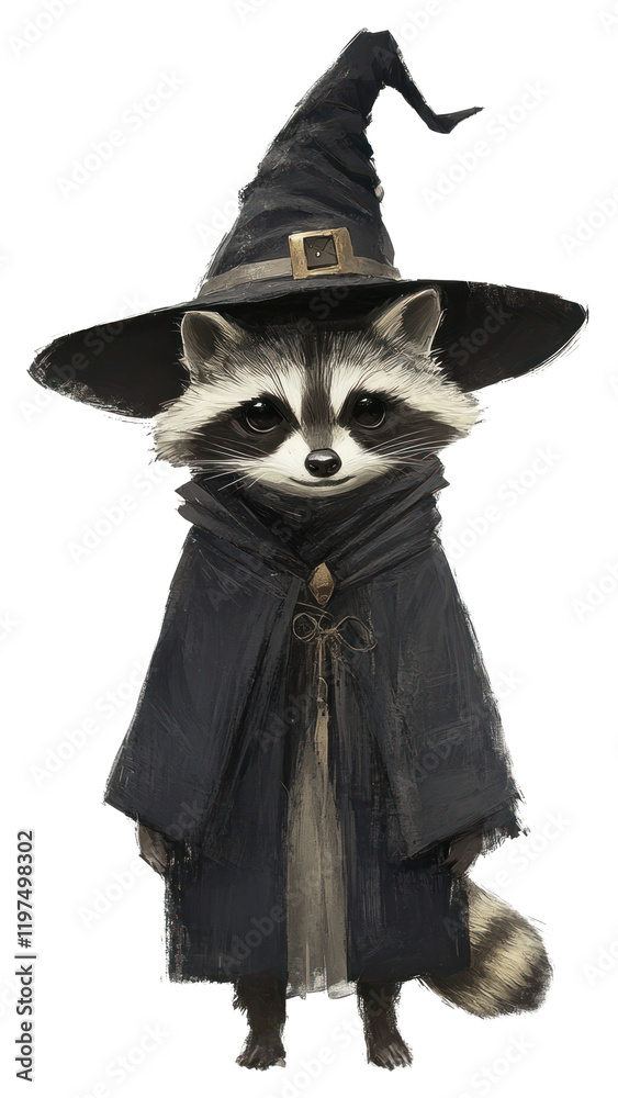 Wall mural PNG Raccoon costume wearing witch outfit raccoon animal human.