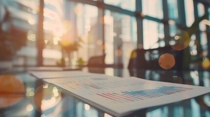 Corporate policy document on a sleek glass desk in a modern office setting, symbolizing professionalism and business clarity. Professional workplace and corporate governance concepts.