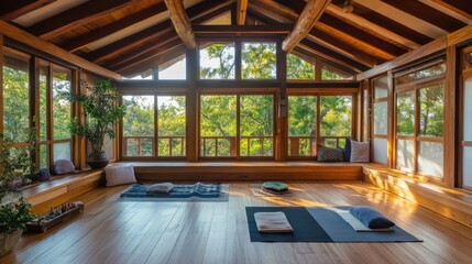 Naklejka premium Our studio offers private one-on-one yoga sessions.