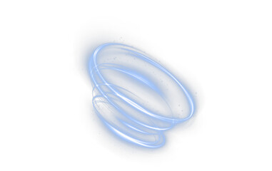 Naklejka premium glowing blue neon ring with magical swirl and energy trail—ideal for PNG effects in futuristic, fantasy, or luxury-themed digital designs.