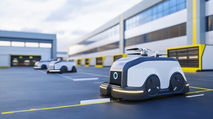 Automated Delivery Robots Navigating Industrial Warehouse Environment