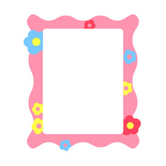 Cute Yellow Frame with Playful Flowers Designs for Scrapbooking